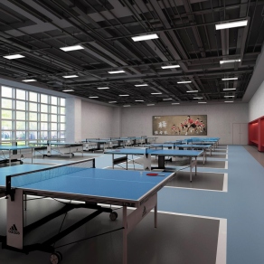 现代乒乓球室3D模型下载